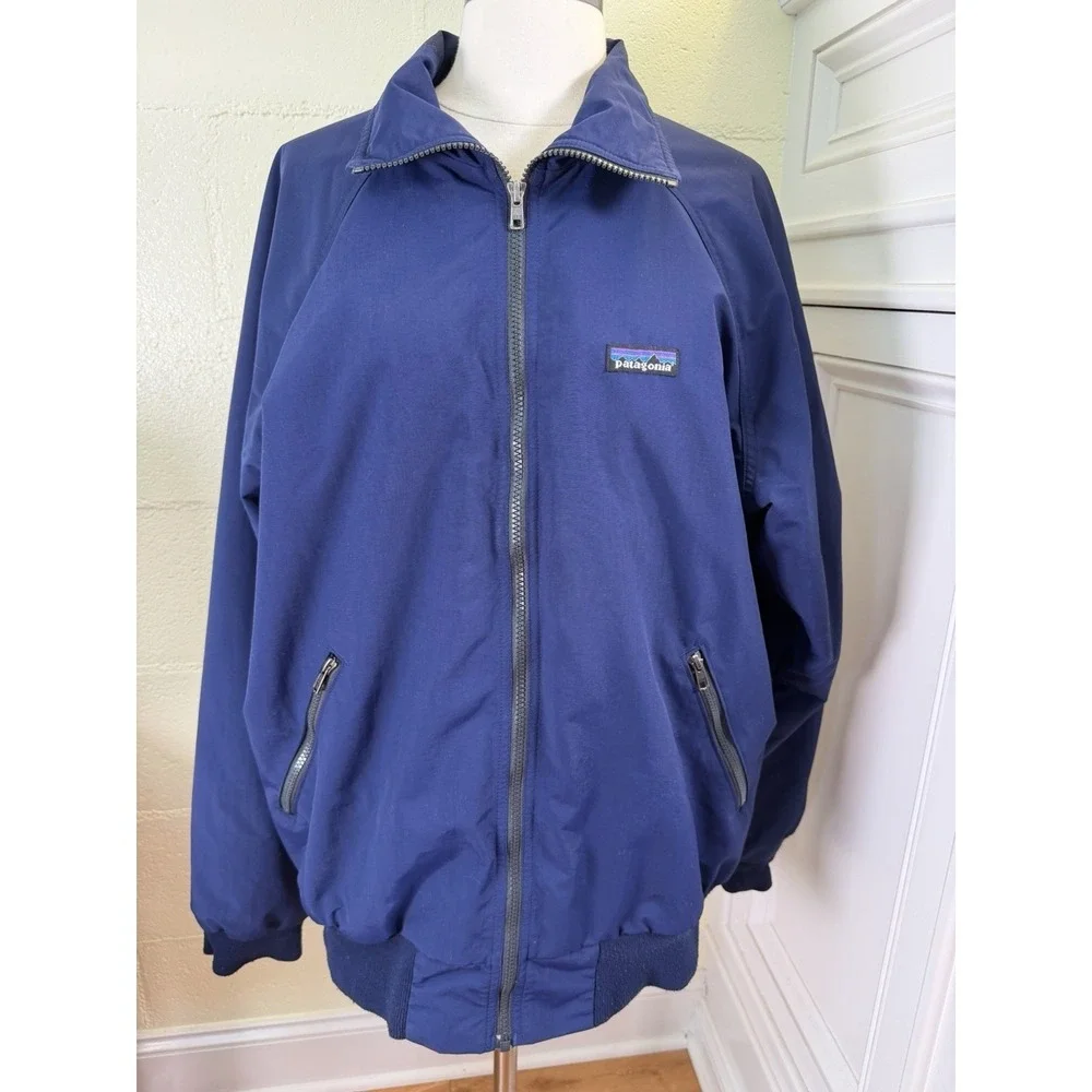Patagonia Mens L Blue Fleece Lined Bomber Jacket Full Zip‎ Outdoor Coat